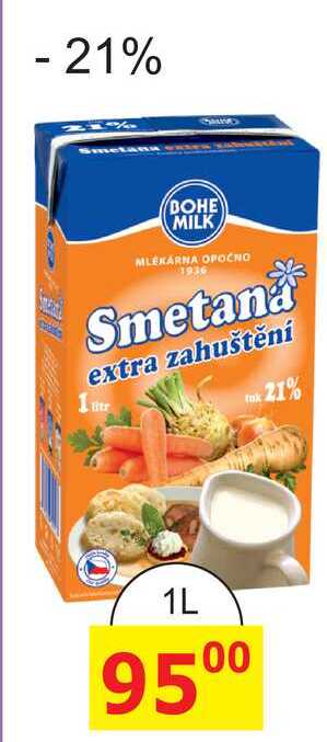 BOHE MILK Smetana extra zahuštění 1l