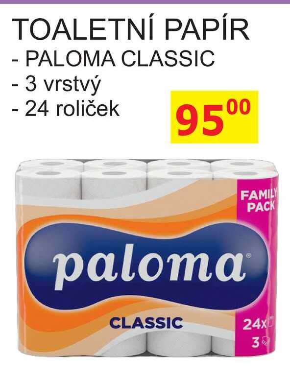 Paloma toaletní papír 3-vrstvý 24rolí