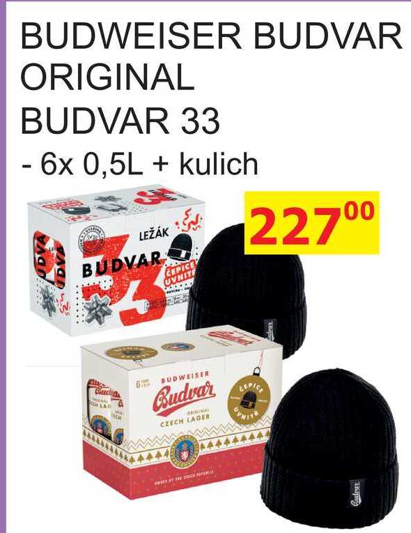 BUDVAR 33 ležák 6x 0,5L + kulich