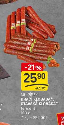 DRAČÍ KLOBÁSA, OTAVSKÁ KLOBÁSA ferment 100 g