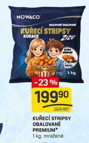 KUŘECÍ STRIPSY OBALOVANÉ PREMIUM 1 kg, mražené 