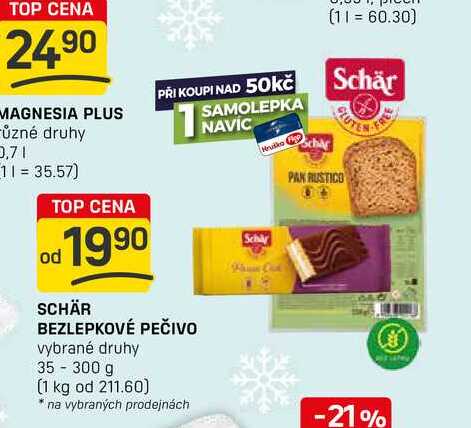 Schär BEZLEPKOVÉ PEČIVO vybrané druhy 35- 300 g