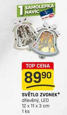 SVĚTLO ZVONEK dřevěný, LED 12 x 11 x 3 cm 1 ks