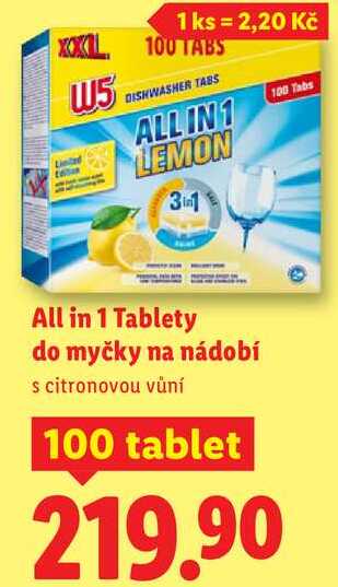 All in 1 Tablety do myčky na nádobí, 100 tablet