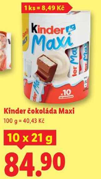 Kinder čokoláda, 10x 21 g