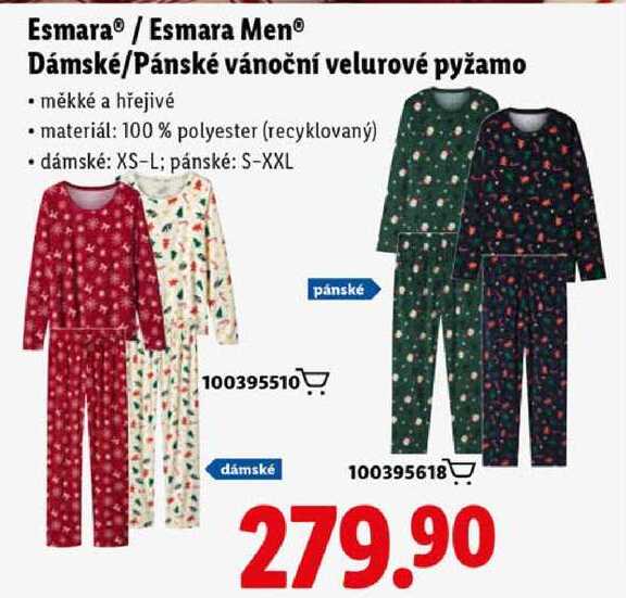 Esmara/Esmara Men Dámské/Pánské vánoční velurové pyžamo