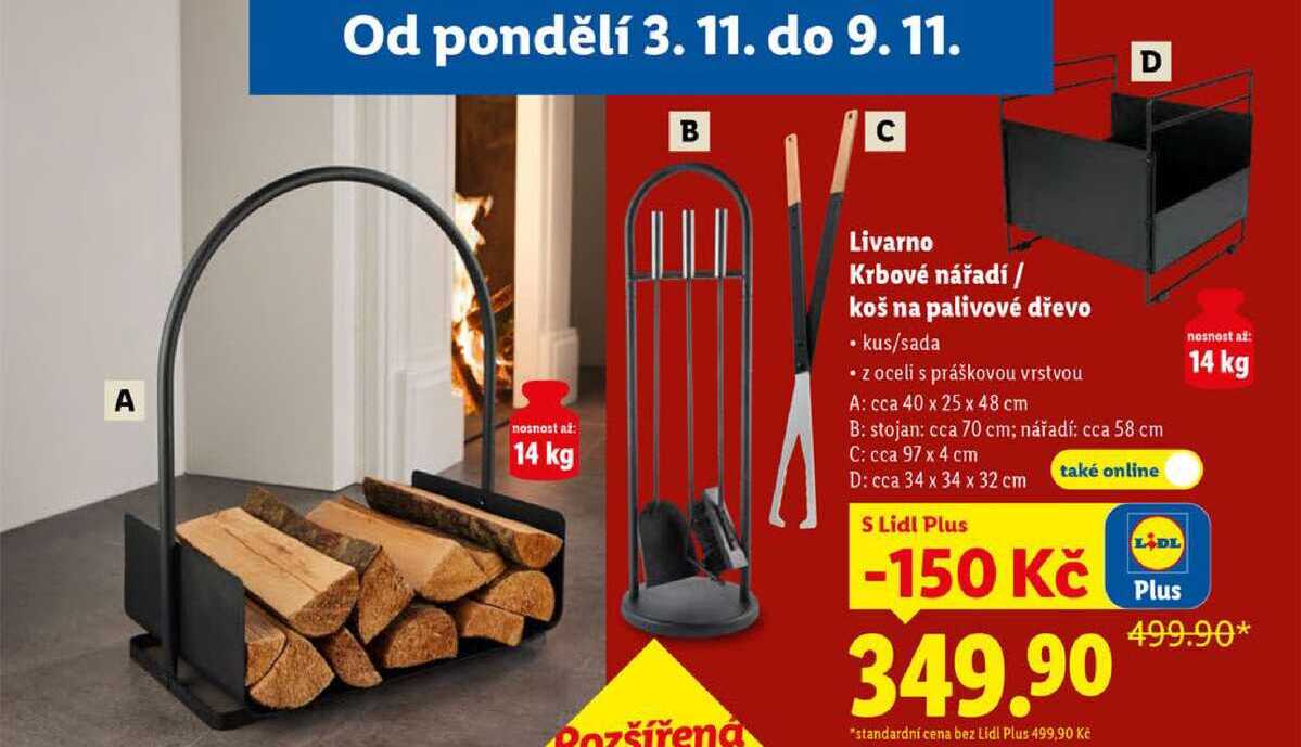 Livarno Krbové nářadí/koš na palivové dřevo