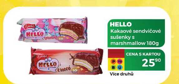 HELLO Kakaové sendvičové sušenky s marshmallow 180g 