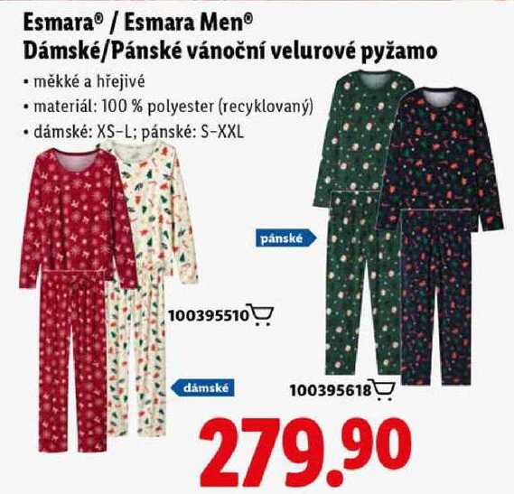 Esmara/Esmara Men Dámské/Pánské vánoční velurové pyžamo 