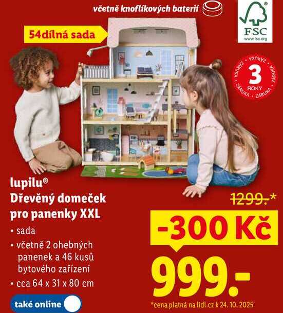 lupilu Dřevěný domeček pro panenky XXL