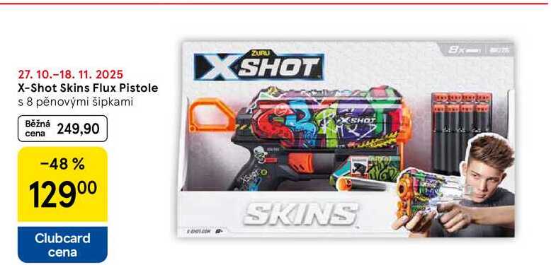 X-Shot Skins Flux Pistole s 8 pěnovými šipkami