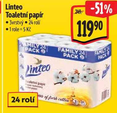 Linteo Toaletní papír, 24 rolí