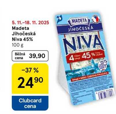 Madeta Jihočeská Niva 45%, 100 g
