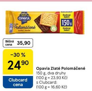 Opavia Zlaté Polomáčené, 150 g, dva druhy