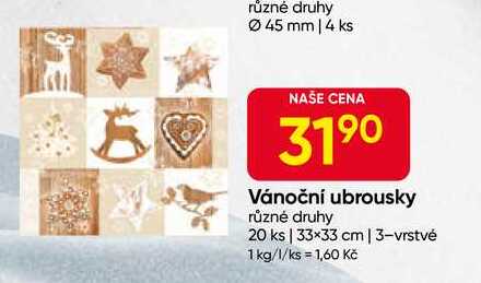 Vánoční ubrousky různé druhy 20 ks | 33x33 cm