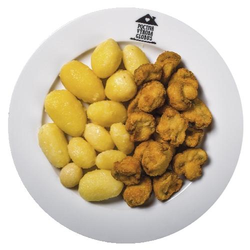 Smažené žampiony s vařenými bramborami