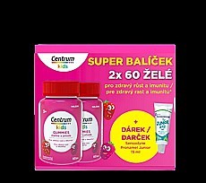 Centrum Kids Gummies malina + jahoda 2× 60 ks želé bonbony