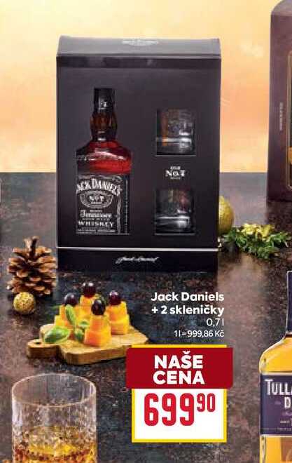 Jack Daniels + 2 skleničky 0,7l
