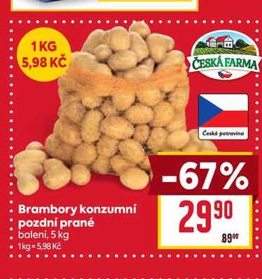 Brambory konzumní pozdní prané balení, 5 kg
