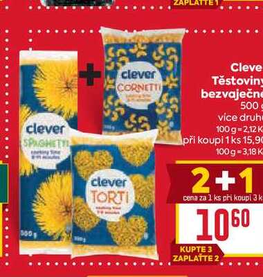 Clever Těstoviny bezvaječné 500g