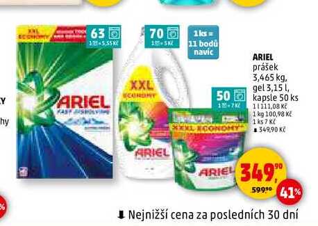 ARIEL prášek, 3,465 kg