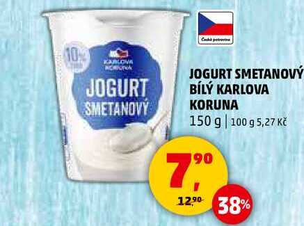 JOGURT SMETANOVÝ BÍLÝ KARLOVA KORUNA, 150 g