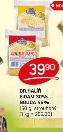 DR.HALÍŘ EIDAM 30%, GOUDA 45% 150 g, strouhaný