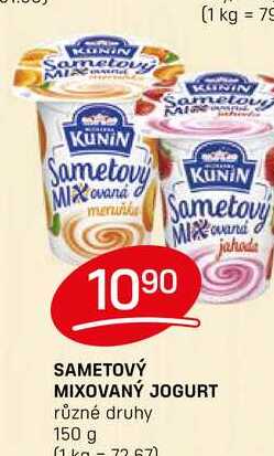 SAMETOVÝ MIXOVANÝ JOGURT různé druhy 150 g