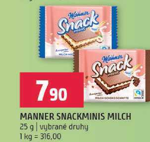 Manner snackminis milch 25g