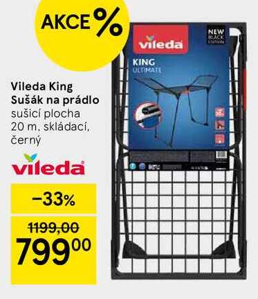 Vileda King Sušák na prádlo sušicí plocha 20 m, skládací. černý  
