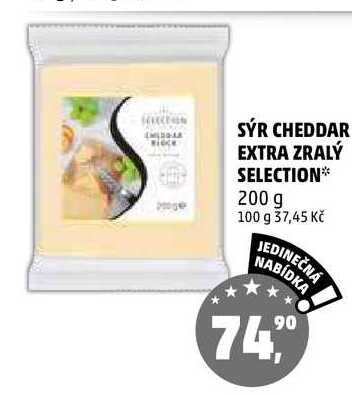 SÝR CHEDDAR EXTRA ZRALÝ SELECTION, 200 g