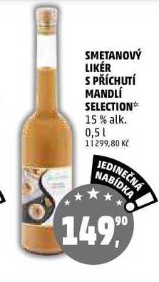 SMETANOVÝ LIKÉR S PŘÍCHUTÍ MANDLÍ SELECTION, 0,5 l