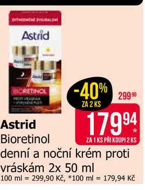 Astrid Bioretinol denní a noční krém proti vráskám 2x 50 ml 