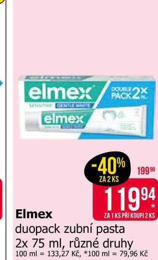 Elmex duopack zubní pasta 2x 75 ml, různé druhy