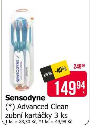 Sensodyne Advanced Clean zubní kartáčky 3 ks