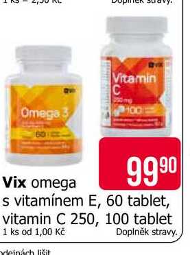 Vix omega s vitamínem E, 60 tablet, vitamin C 250, 100 tablet