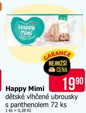 Happy Mimi dětské vlhčené ubrousky s panthenolem 72 ks