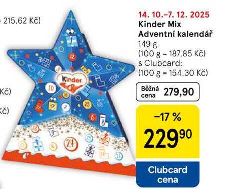 Kinder Mix Adventní kalendář, 149 g