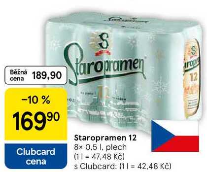 Staropramen 12, 8x 0.5 l, plech 