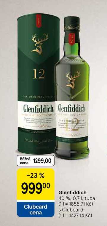 Glenfiddich 12 Years Old whisky, tuba, 700ml