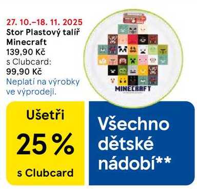 Stor Plastový talíř Minecraft