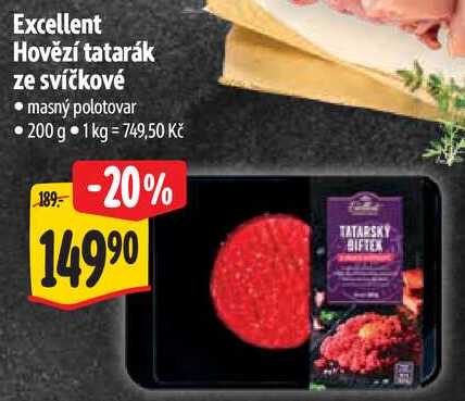 Excellent Hovězí tatarák ze svíčkové, 200 g