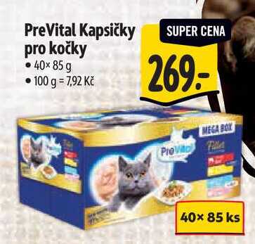 PreVital Kapsičky pro kočky, 40x 85 g 