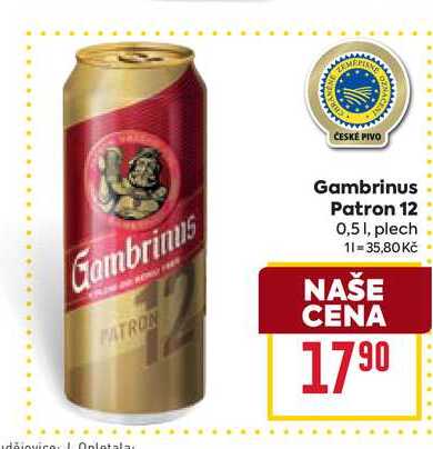 Gambrinus Patron 12 0,51, plech