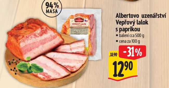 Albertovo uzenářství Vepřový lalok s paprikou, cena za 100 g