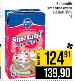 Bohemilk smetana extra nášleh 35% 1 l