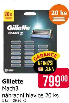 Gillette Mach3 náhradní hlavice 20 ks