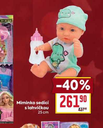 Miminko sedící s lahvičkou 25 cm