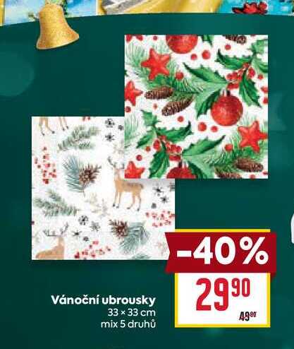 Vánoční ubrousky 33 x 33 cm mix 5 druhů
