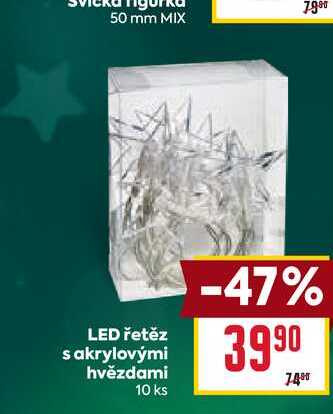 LED řetěz s akrylovými hvězdami 10 ks